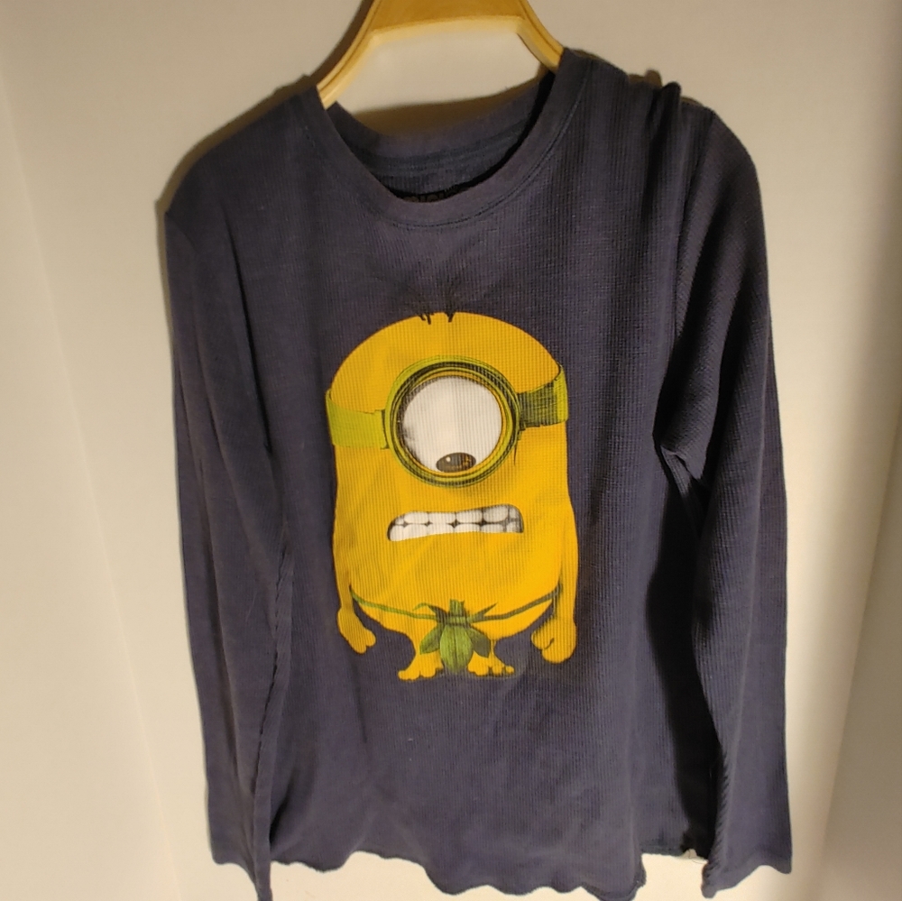 Minions Long Sleeves Unisex Navy Tee Shirt Size S/Ch 34-36